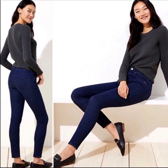 Loft | Denim Leggings Jeans in Indigo Wash - Picture 2 of 14
